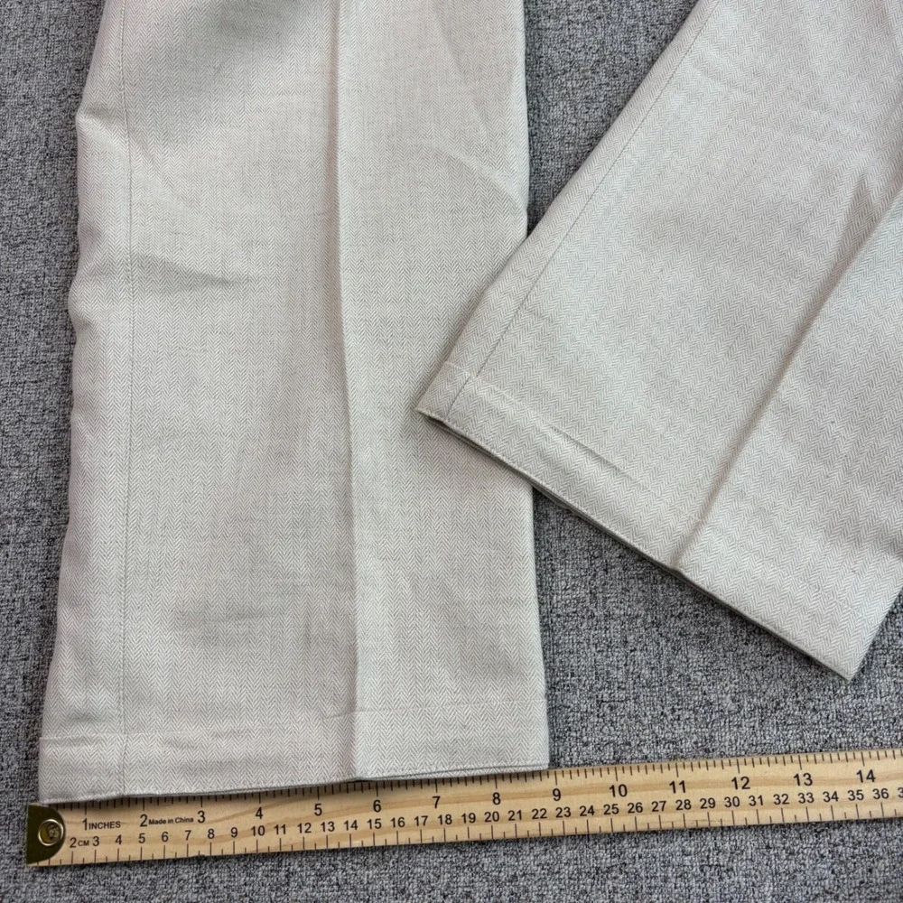 Caribbean Linen Blend Pants Mens 40x31 Beige Herringbone Resort Beach Wedding
